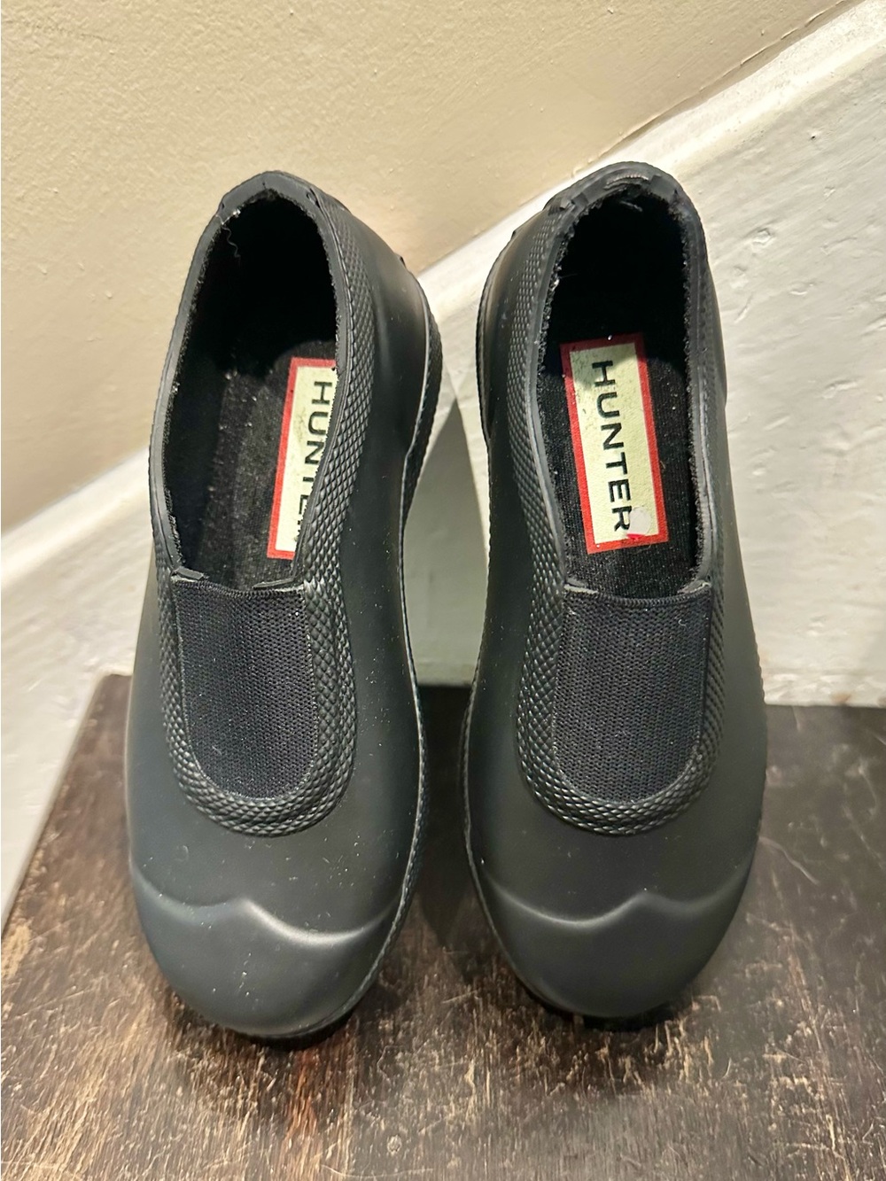 Hunter Slip-On Black Rubber Ankle Rain Shoes. Toddler 8